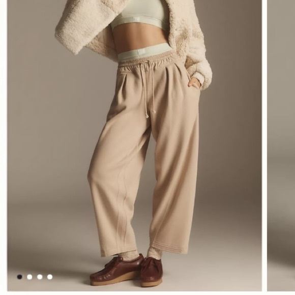 Anthropologie Pants - ANTHROPOLOGIE Daily Practice Drawstring Barrel Cropped Pants Neutral Size XL NEW